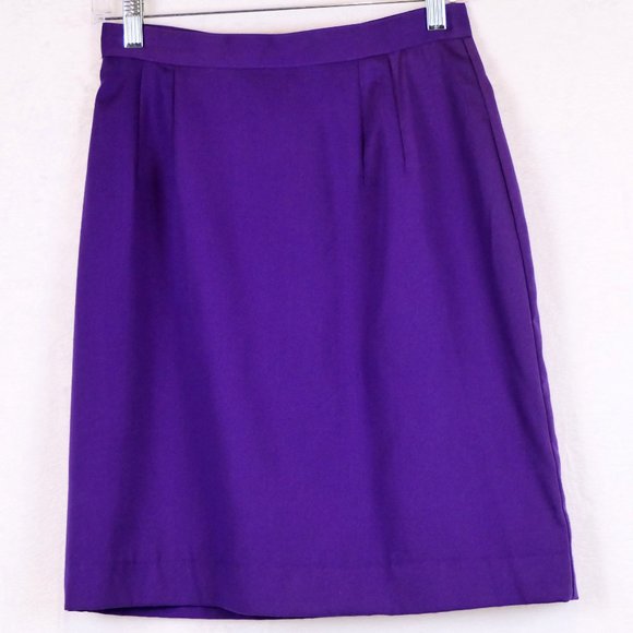 Purple Pencil Skirt Adolfo International Women's Size 8 Poly Rayon - Picture 1 of 6